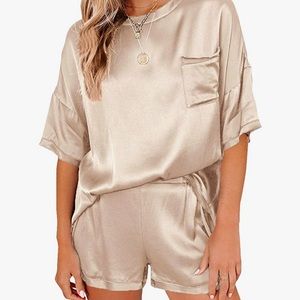 LYANER Women's Satin Silky Pajama Set